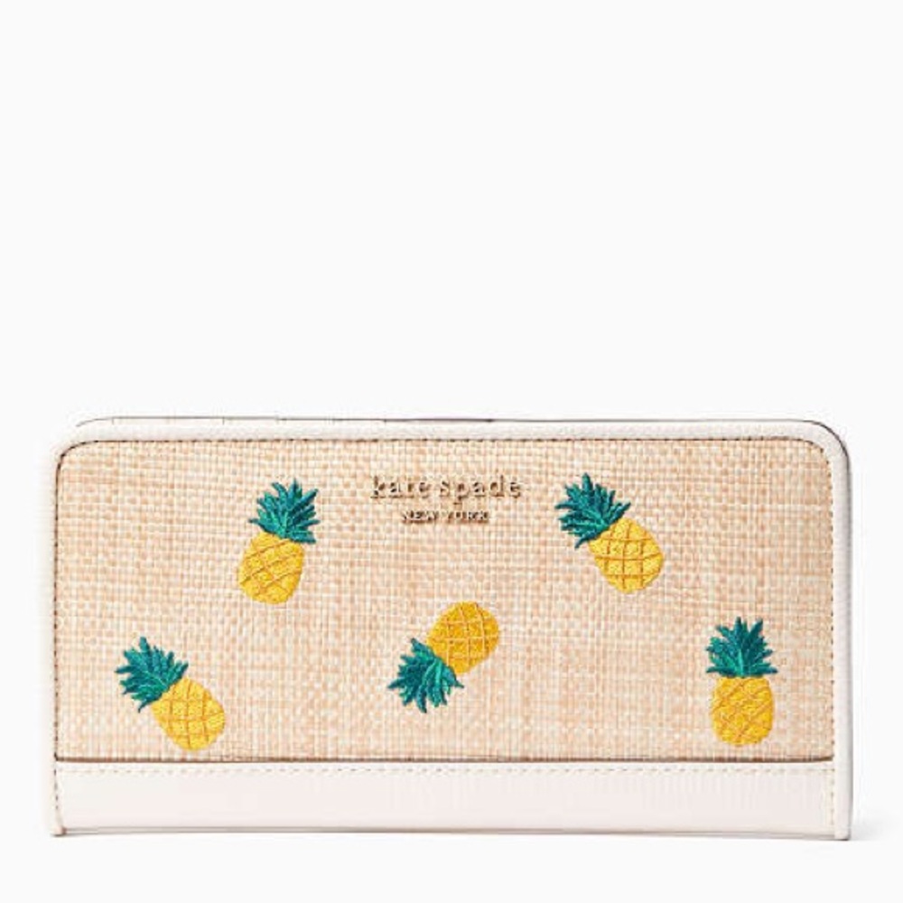 NWT-Kate Spade-Darcy-Large Slim Pineapple Bifold Wallet-$199 - Picture 9 of 11